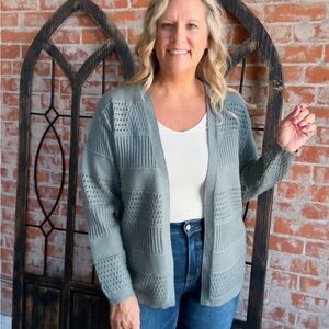 Staccato Women's Green Textured Cardigan